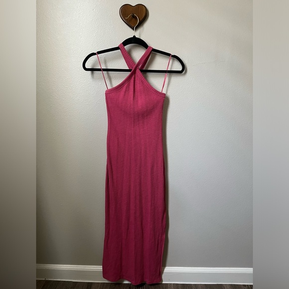 Old Navy pink ribbed midi dress size xs - Picture 1 of 2